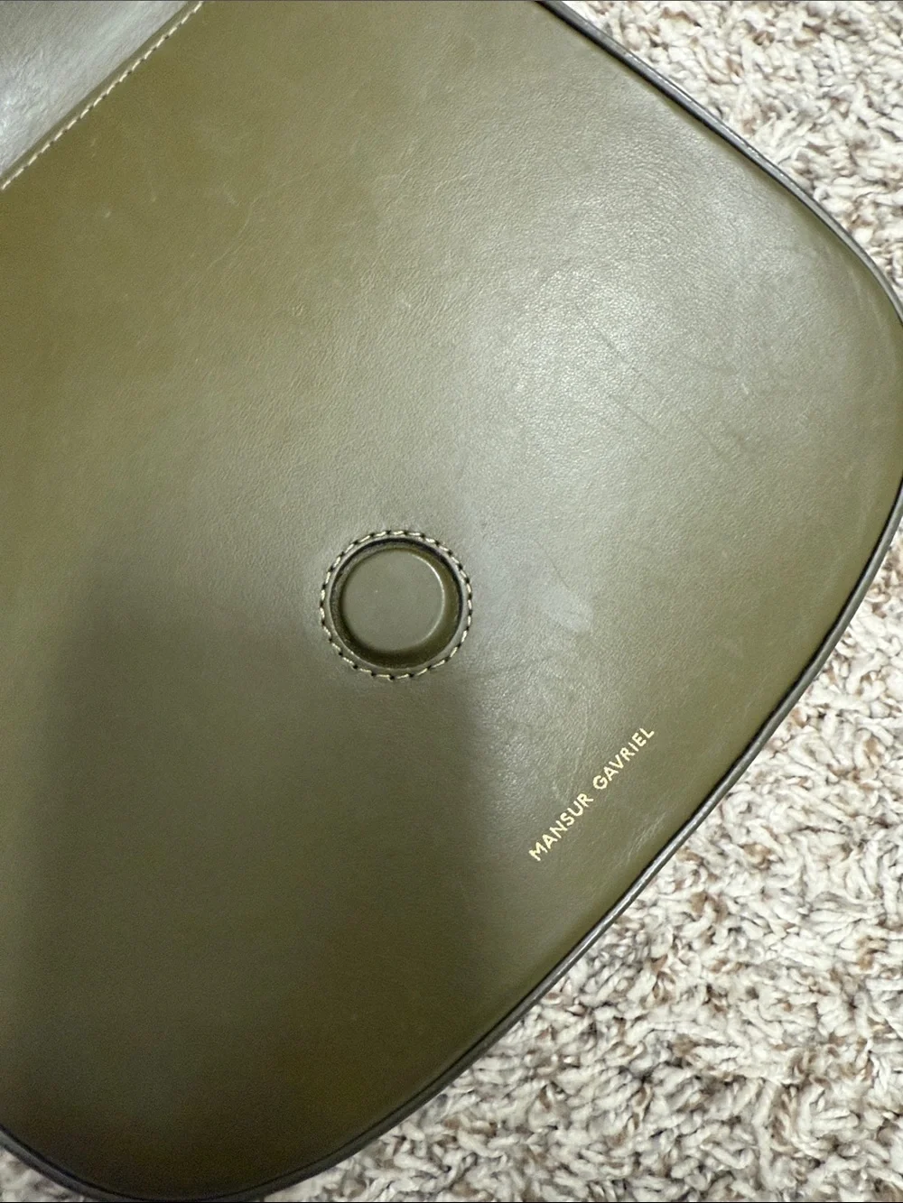 Mansur Gavriel mini Olive Leather Saddle Crossbody